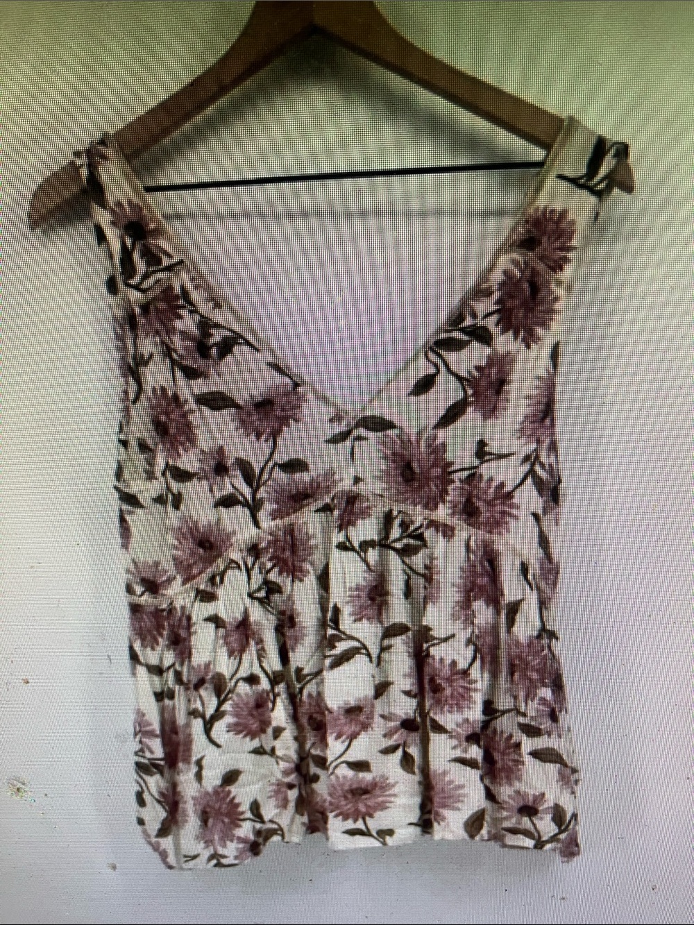 Floral V-Neck Cream Camisole with Mauve Blossom Print